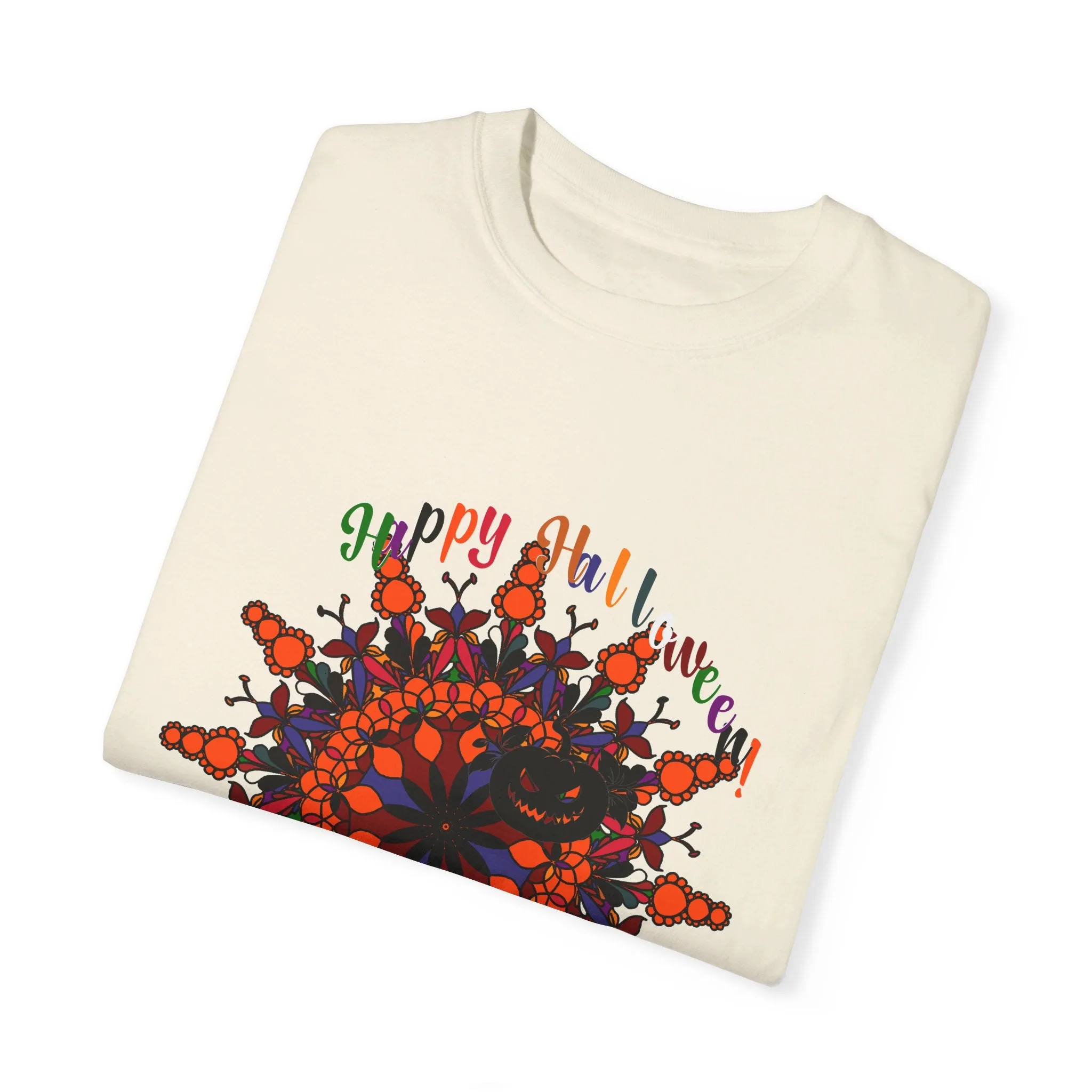 Handmade Pumpkin Mandala Tee - Unisex Mandala Design